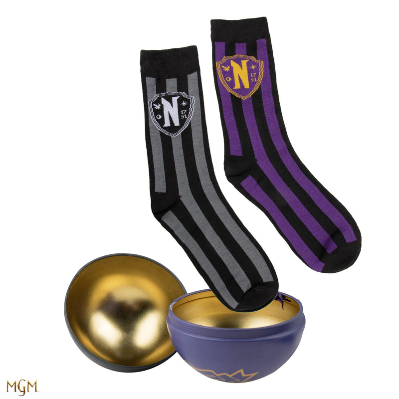 Wednesday Nevermore Academy Holiday Capsule with Socks, close-up detail