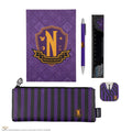 Wednesday Nevermore Academy Stationery Set, close-up detail