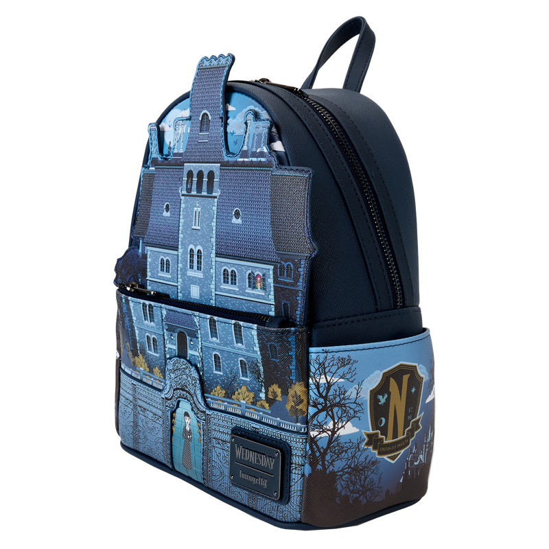 Loungefly - Wednesday Nevermore Academy Castle Glow Mini Backpack back view