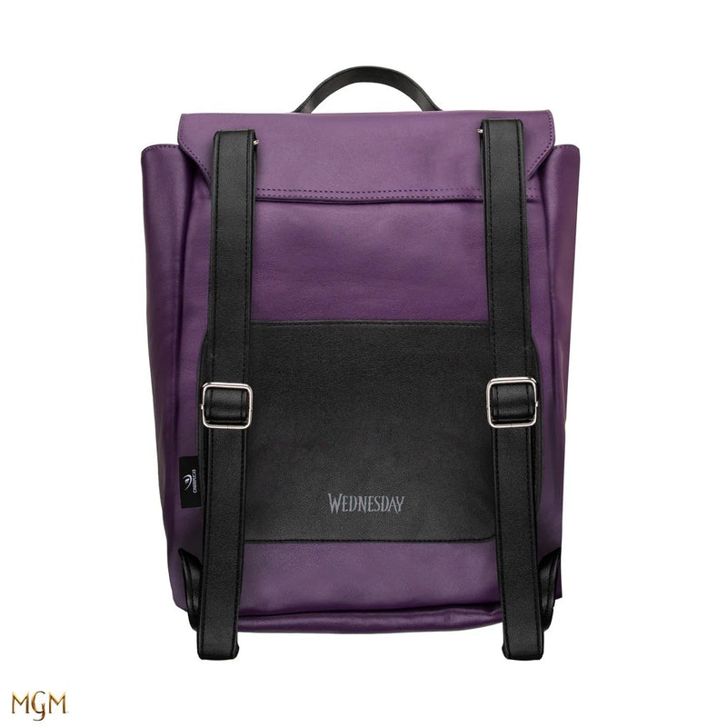 Wednesday Nevermore Academy Purple Backpack, side angle