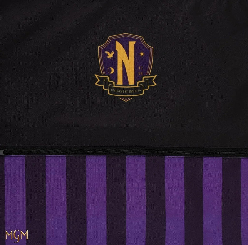 Wednesday Nevermore Academy Drawstring Bag, rear view