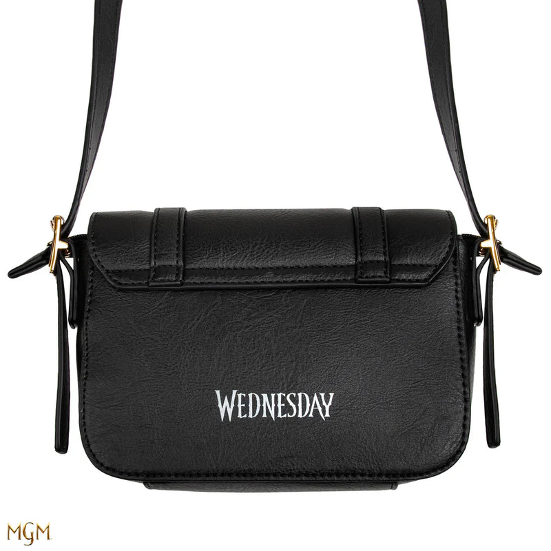 Wednesday Nevermore Academy Satchel Bag, close-up detail