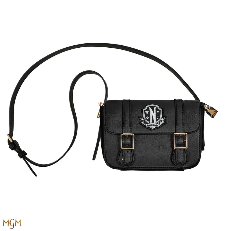 Wednesday Nevermore Academy Satchel Bag, side angle