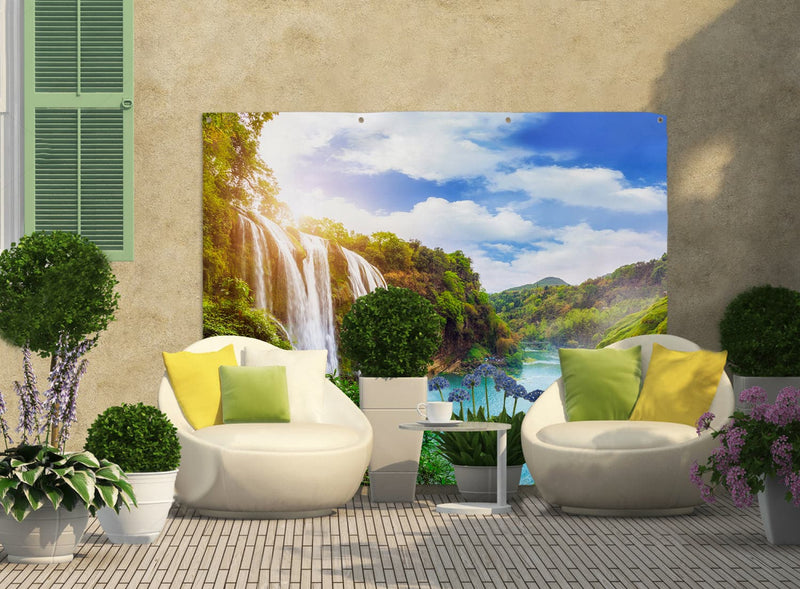 Waterfall - Landscape Garden Banner - 79 x 61 collectible from https://britishmade.gifts/