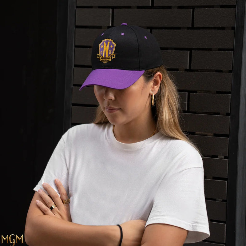 Wednesday Nevermore Academy Purple Baseball Cap, alternate view