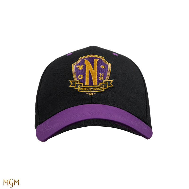 Wednesday Nevermore Academy Purple Baseball Cap, side angle