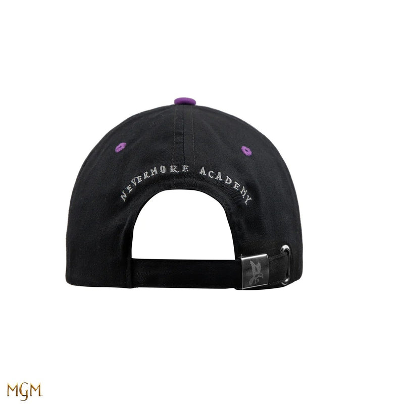 Wednesday Nevermore Academy Purple Baseball Cap, packaging shot
