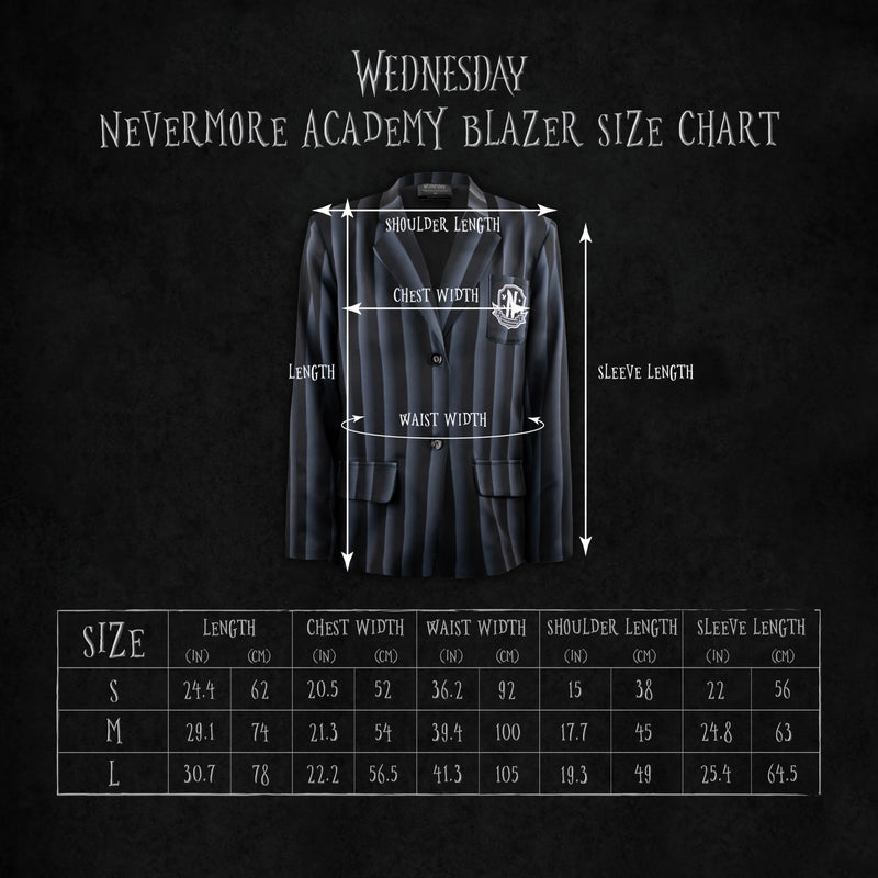 Wednesday Nevermore Academy Black Blazer, packaging shot