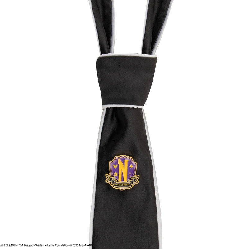 Wednesday Nevermore Academy Deluxe Tie, close-up detail