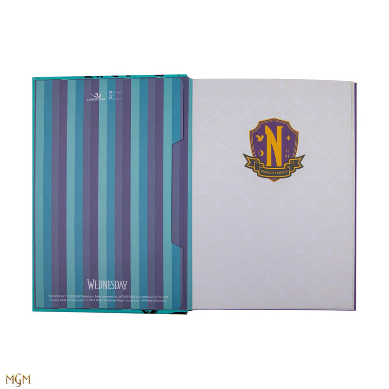 Wednesday and Enid Hardcover Notebook, in display