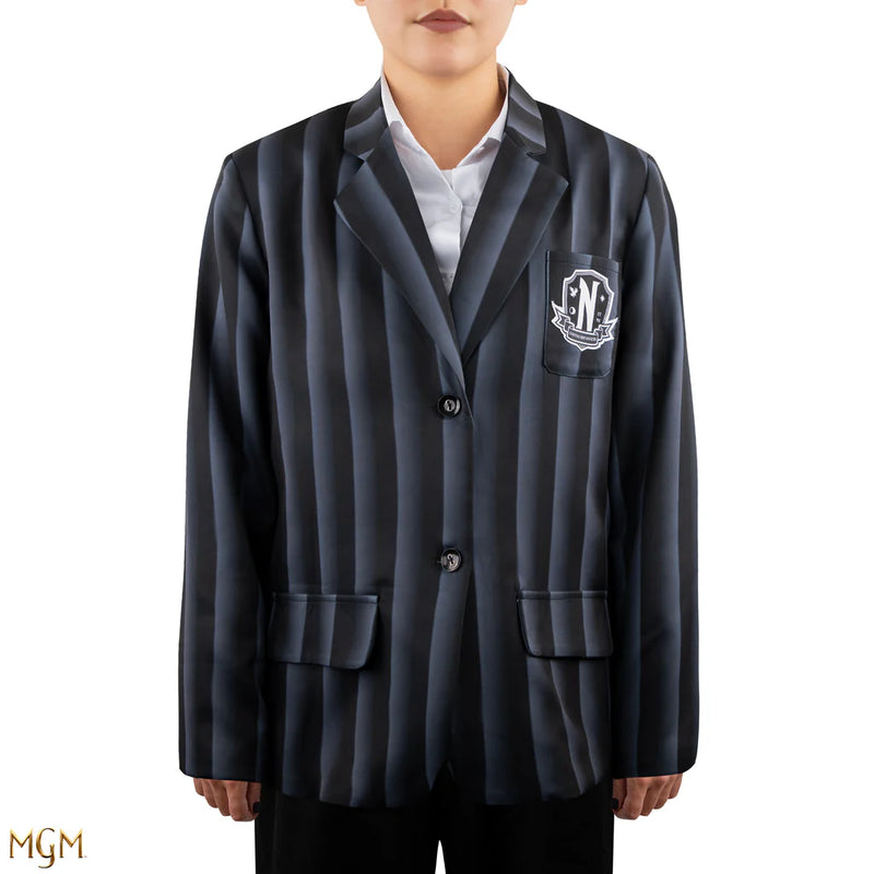 Wednesday Nevermore Academy Black Blazer, close-up detail