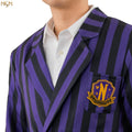 Wednesday Nevermore Academy Purple Blazer, close-up detail