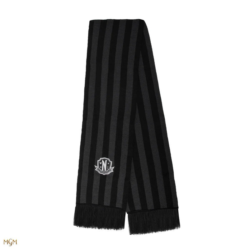 Wednesday Nevermore Academy Black Scarf, close-up detail