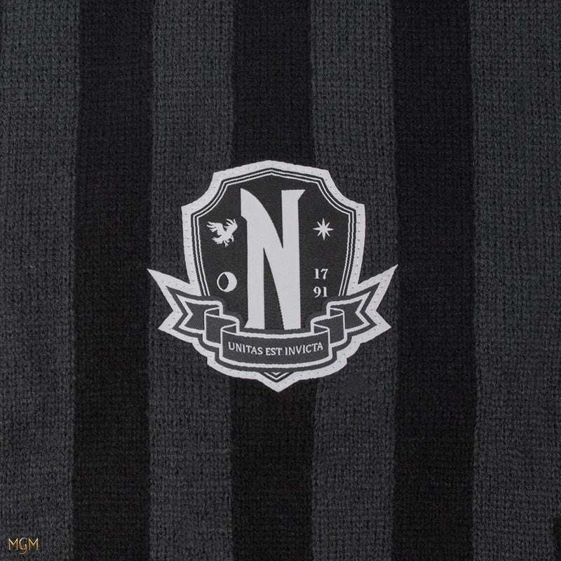 Wednesday Nevermore Academy Black Scarf, packaging shot