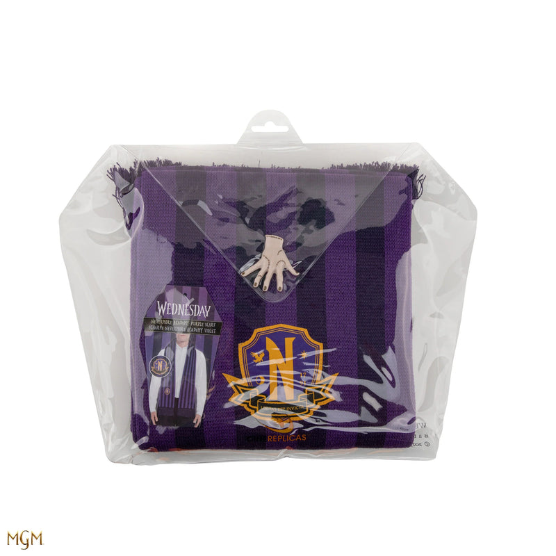 Wednesday Nevermore Academy Purple Scarf, rear view