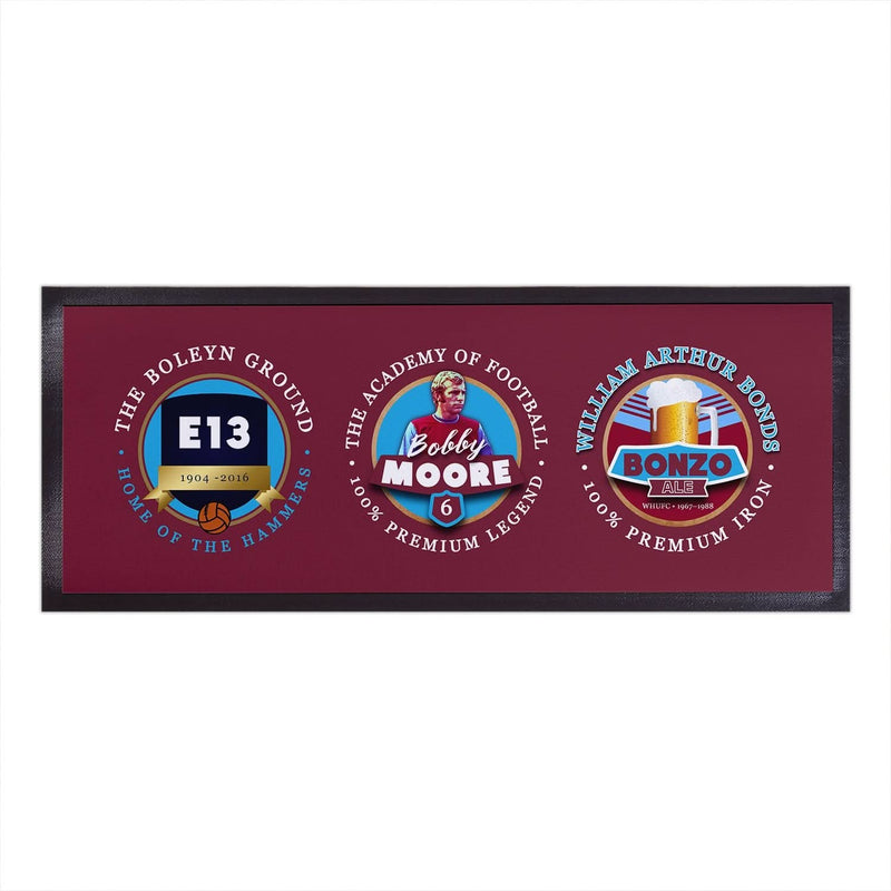 West Ham - Football Legends - Bar Runner collectible from https://britishmade.gifts/