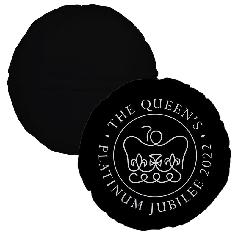 Platinum Jubilee Black - Round Cushion - 24 collectible from https://britishmade.gifts/