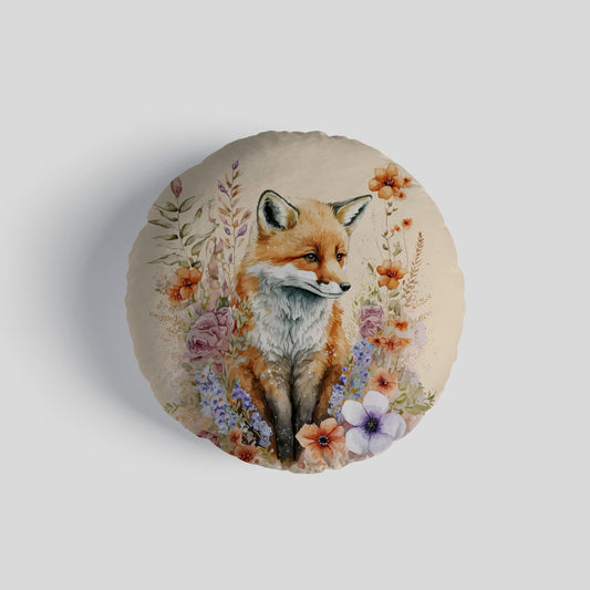 Watercolour Woodland Fox 14 Round Throw Cushion collectible from https://britishmade.gifts/