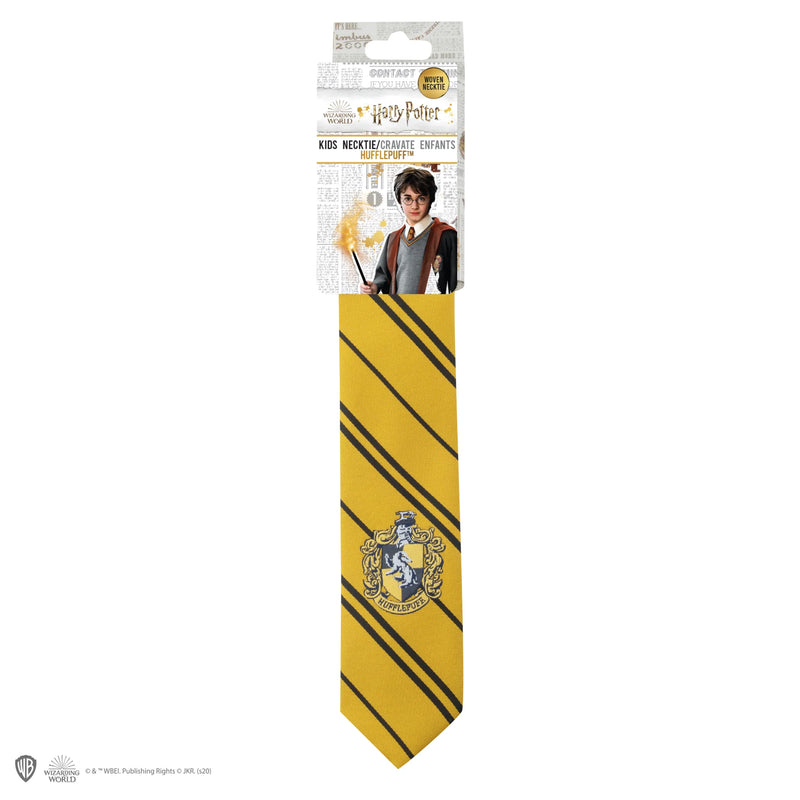 Harry Potter Kids Hufflepuff Woven Crest Tie, close-up detail