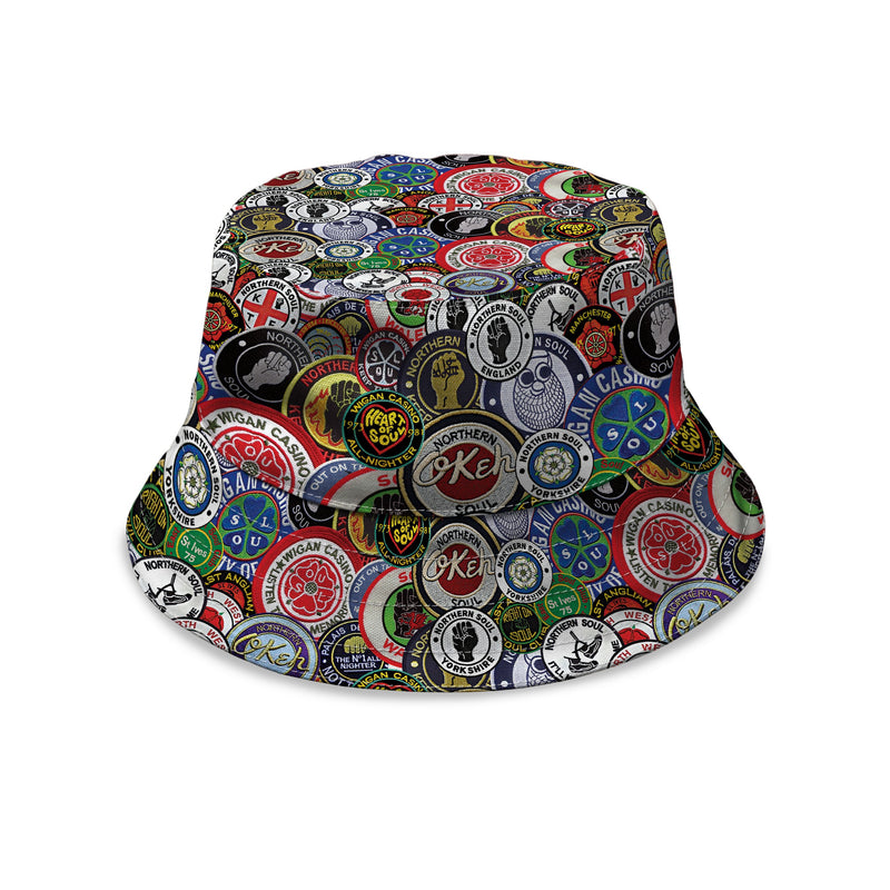 Northern Soul Patches Bucket Hat collectible from https://britishmade.gifts/