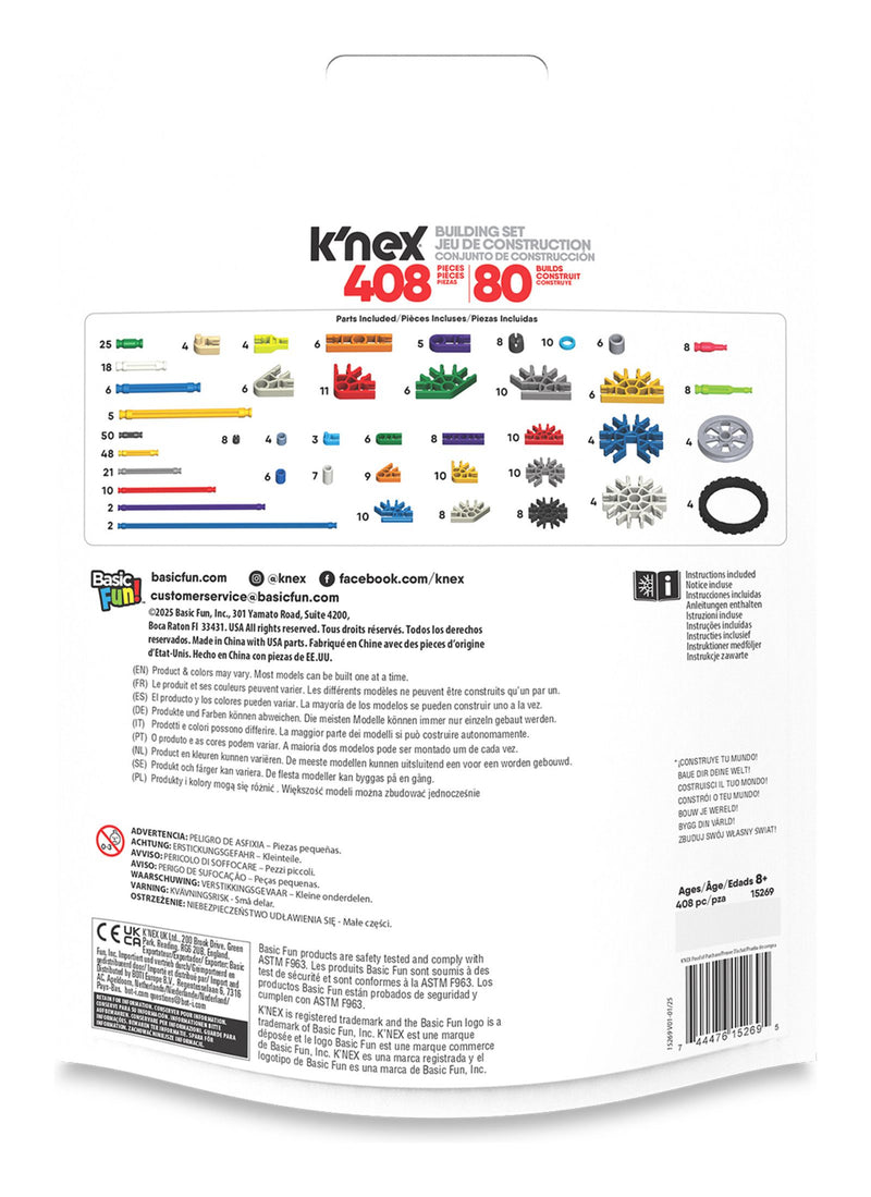 K'nex 408 Piece 80 Model Deluxe Set with Bag, in display