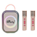 Pink Bluetooth Karaoke Speaker & 2 Wireless Microphones