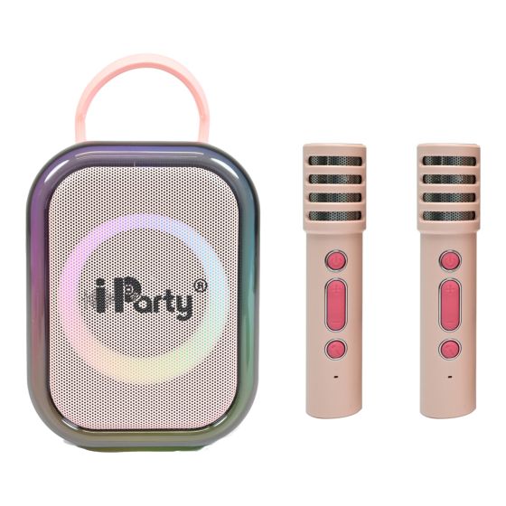 Pink Bluetooth Karaoke Speaker & 2 Wireless Microphones