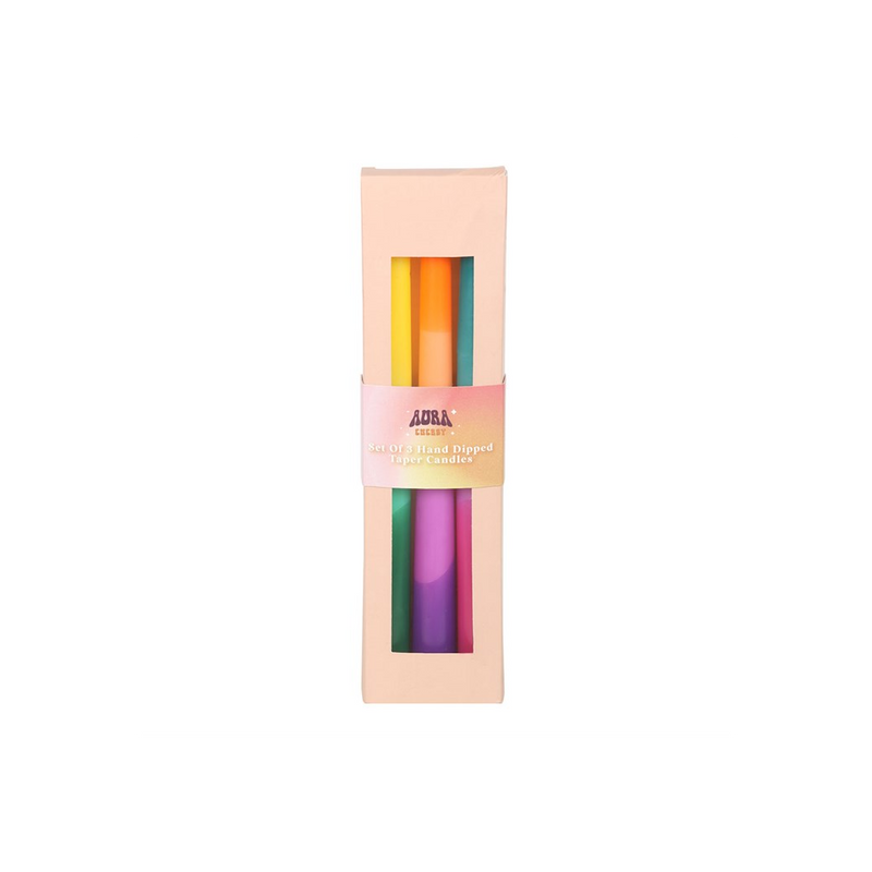 Set of 3 Dipped Aura Energy Taper Candles