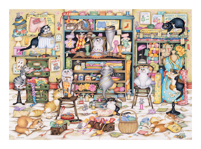 Crazy Cats - Mrs Hardwick's Haberdashery 1000 Piece Jigsaw Puzzle