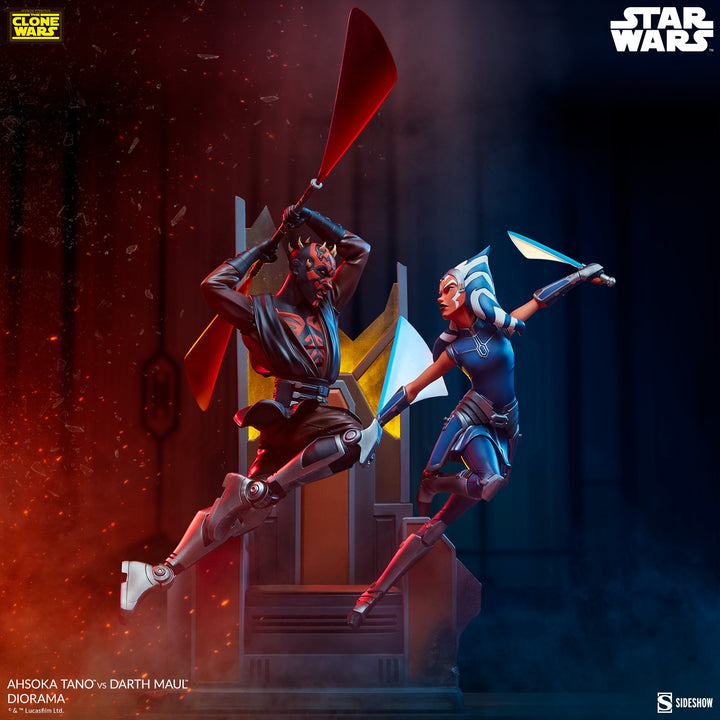 Sideshow Star Wars Clone Wars Ahsoka Tano vs Darth Maul Diorama Statue