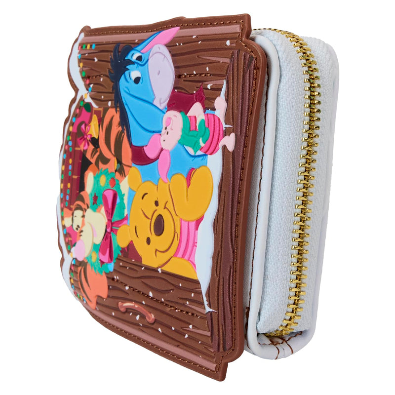 Loungefly Disney Winnie the Pooh Holiday Scene Pooh and Friends Zip Around Wallet