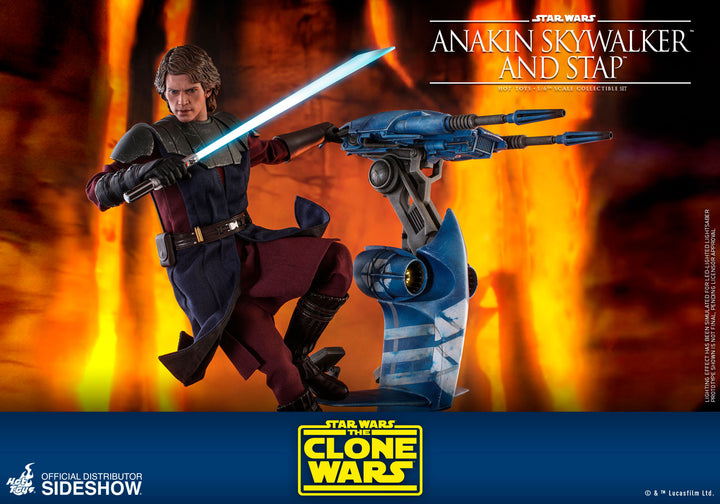 Hot Toys Star Wars The Clone Wars 1/6 Scale Action Figure Anakin Skywalker & STAP