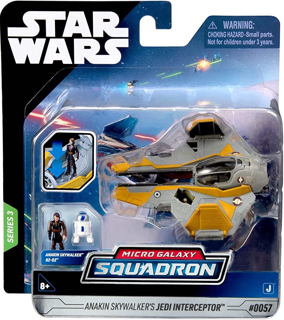 Star Wars Anakin Skywalker Jedi Interceptor Micro Galaxy Squadron Vehicle & Figure Set