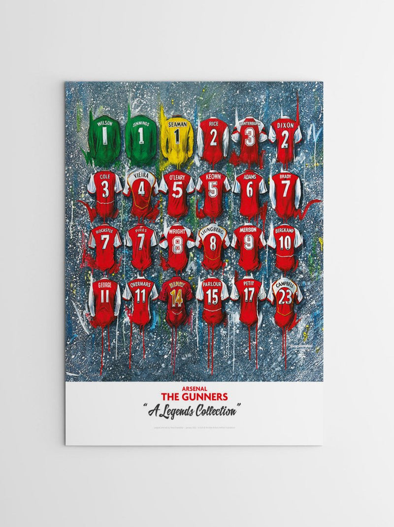 Arsenal 'The Legends' Shirts - A2 Signed Limited Edition Prints, side angle