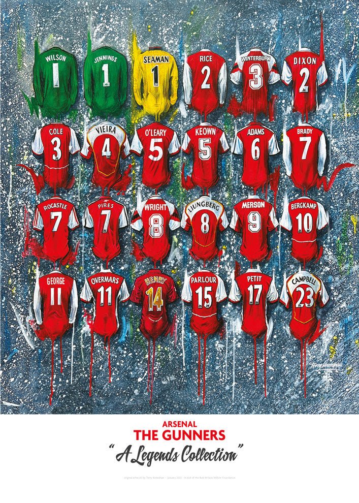 Arsenal 'The Legends' Shirts - A2 Signed Limited Edition Prints collectible from Arsenal FC Terry Kneeshaw Art