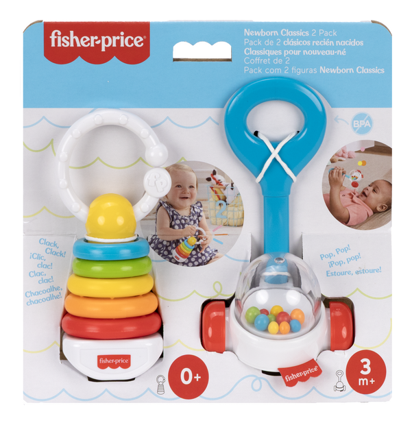 Fisher-Price Newborn Classic 2-Pack, Baby Rattle & Sensory Activity - Image