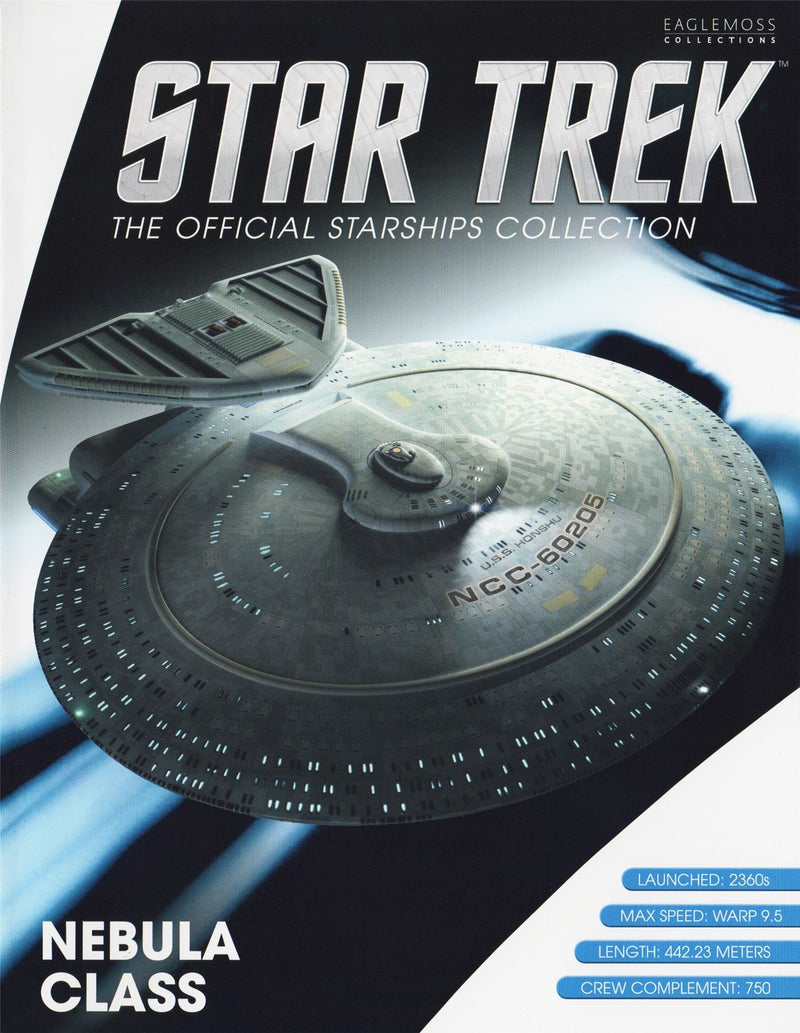/ #16 U.S.S. Honshu NCC-60205 (Nebula Class) Model Die Cast Ship (Eaglemoss / Star Trek), in display