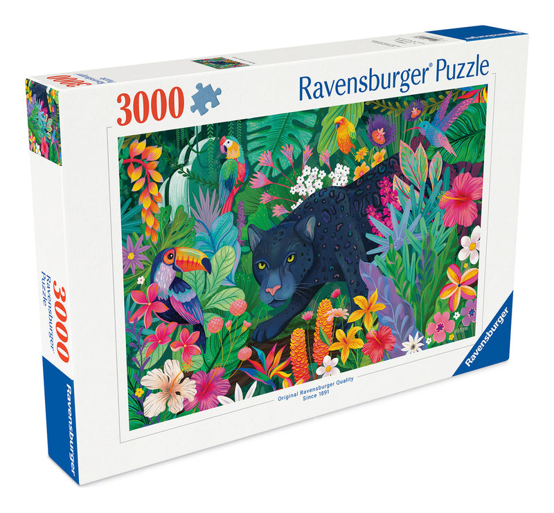 Panther In Flower Jungle 3000 Piece Jigsaw Puzzle