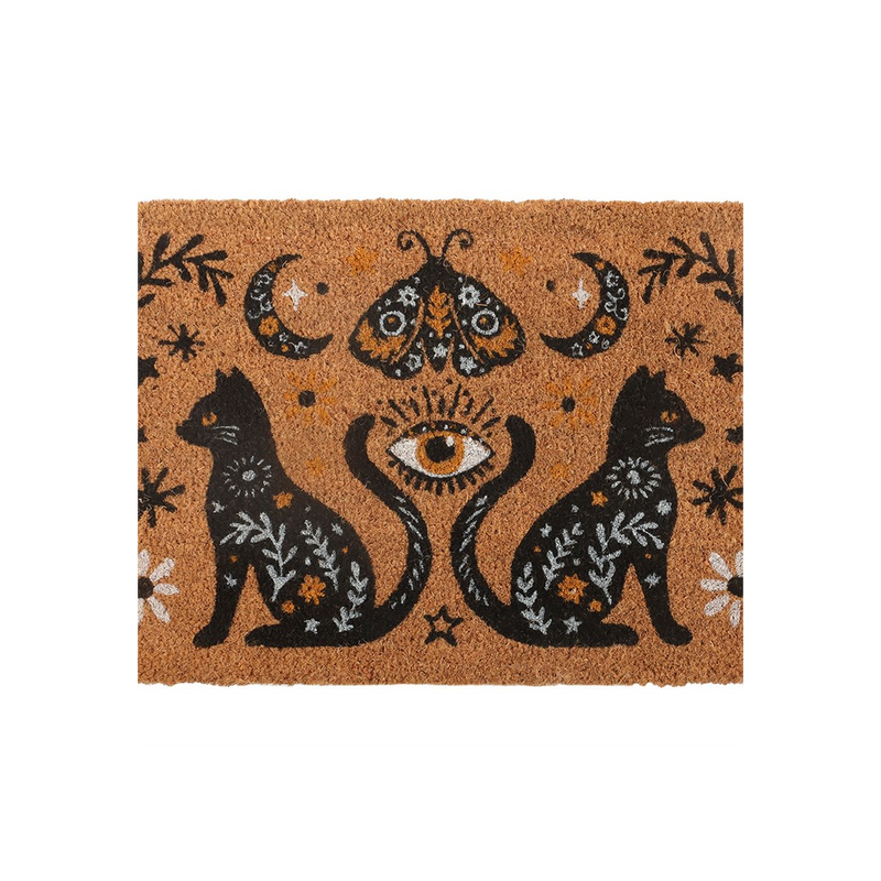 Natural Frightful Folk Cat Doormat