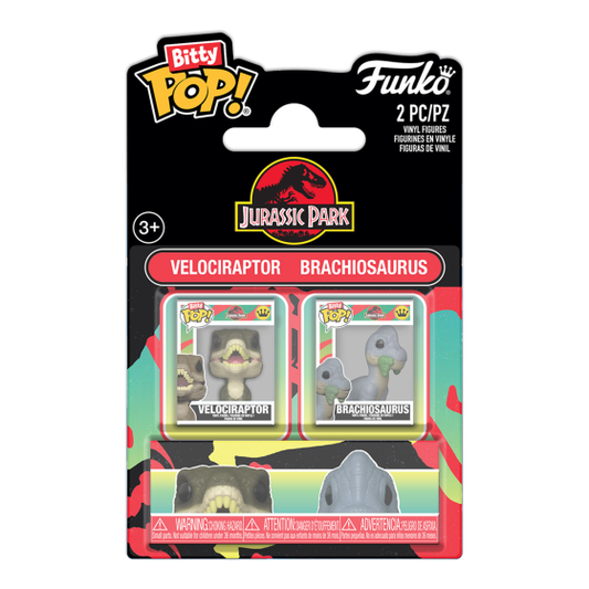 2-Pack - Jurassic Park - Raptor & Brachiosaurus Funko Bitty Pop! Vinyl Figures