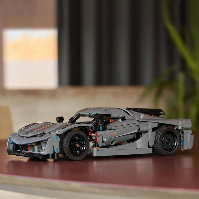 LEGO Technic 42173 Koenigsegg Jesko Absolut Grey Hypercar for Ages 10+, side angle