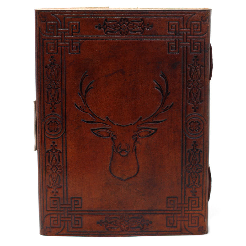 Leather Stag Notebook (6x8"), close-up detail