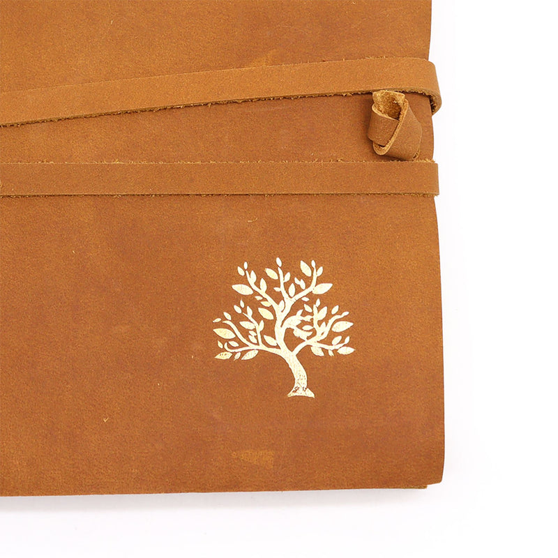 Leather Sketchbook Golden Tree - 144 pages -  18x23cm, close-up detail