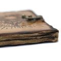 Leather Pentagon & Skull with Burns Detail Notebook (7x5"), size reference