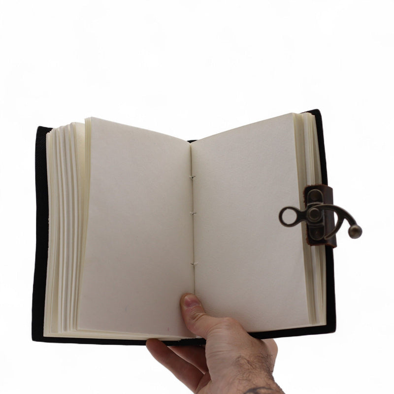 Leather Printed Notebook – Stop Doom Scrolling - 17.8x12.7 cm, packaging shot