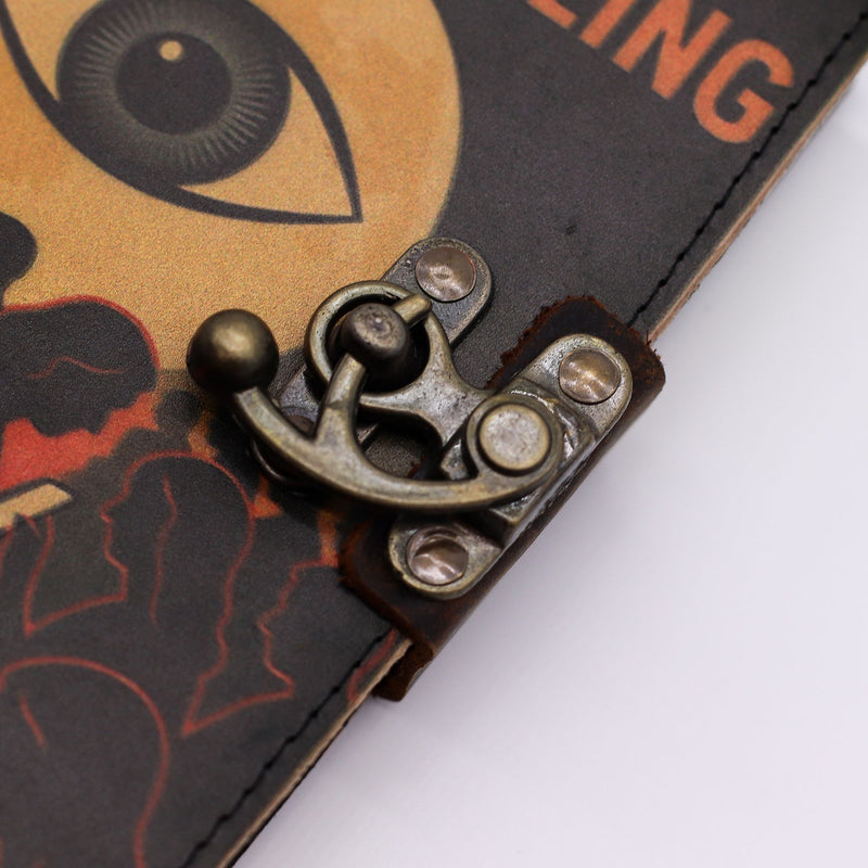 Leather Printed Notebook – Stop Doom Scrolling - 17.8x12.7 cm, side angle