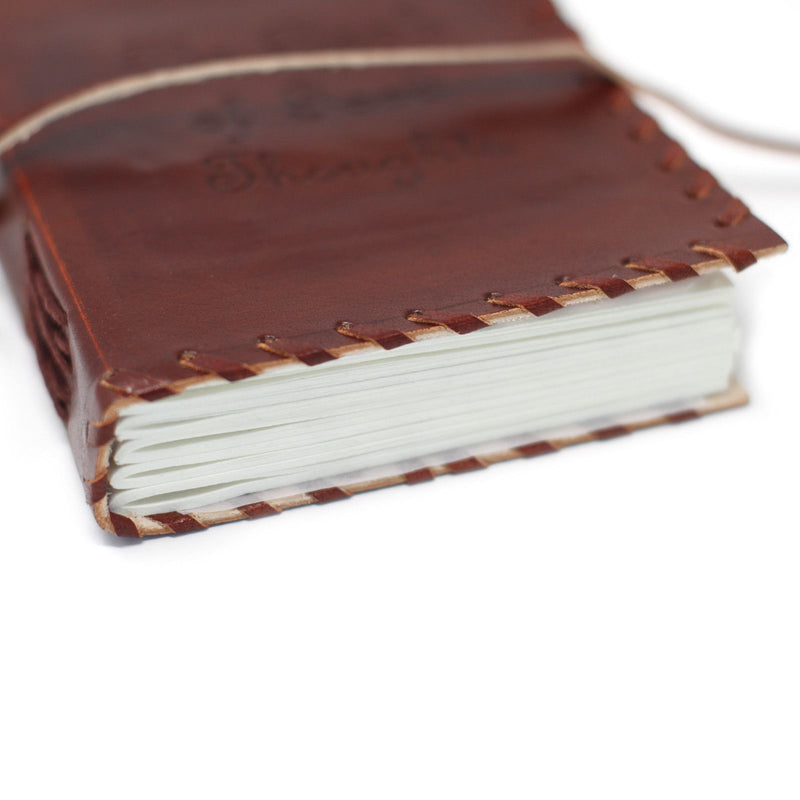 Leather Book of Thoughts with Wrap Notebook (6x4"), side angle