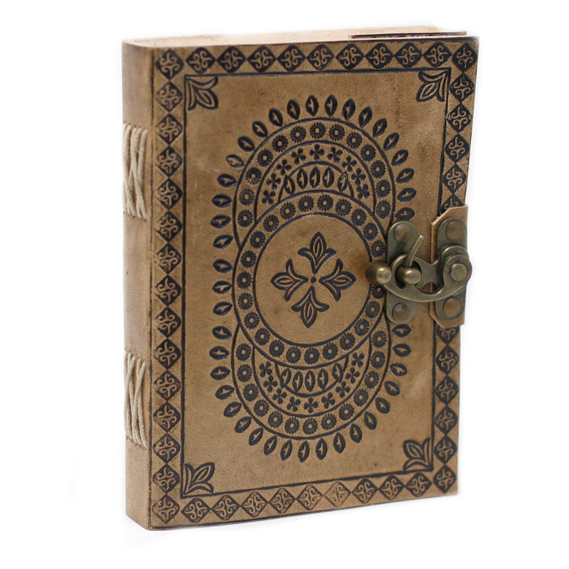 Leather Blue Mandala Notebook (7x5"), close-up detail