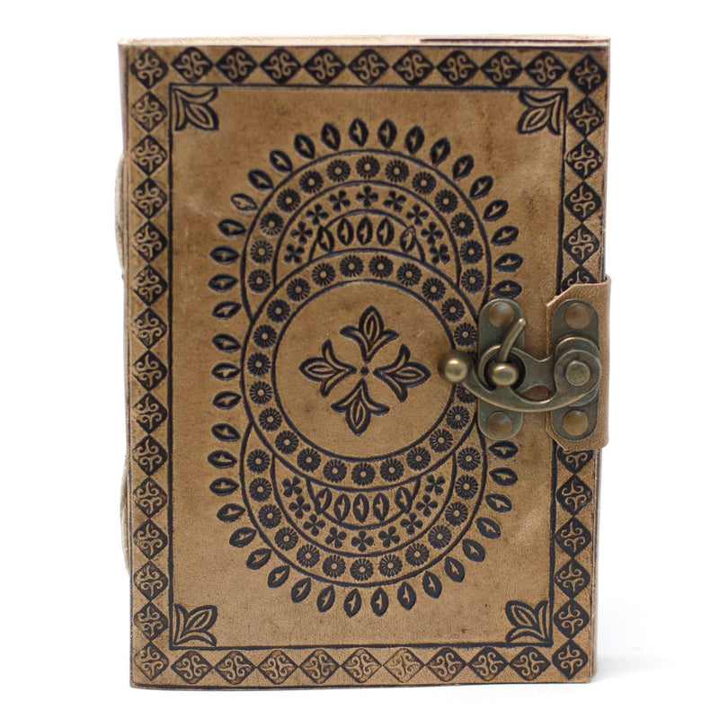 Leather Blue Mandala Notebook (7x5"), side angle