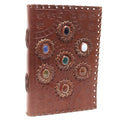 Leather Chakra Stone Notebook (6x9"), side angle